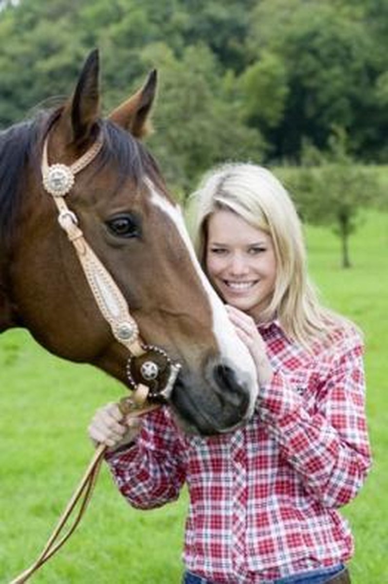 Eenoorkopstuk -Dots- met koeienhuid lichtbruin Pony