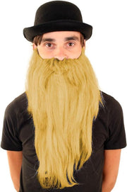 Baard met snor 35 cm steil haar blond