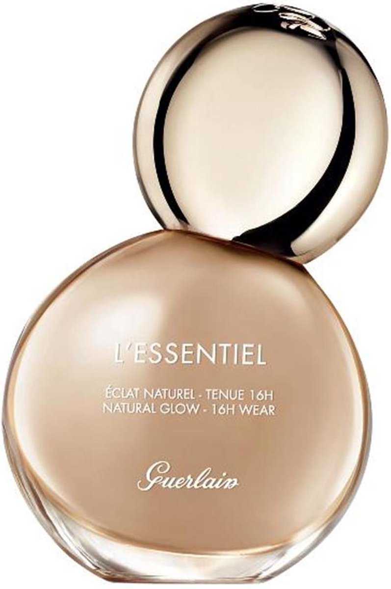 Guerlain L'ESSENTIEL fond de teint éclat naturel Oprichting van make-up  Guerlain Geselecteerd: L'ESSENTIEL fond de teint éclat naturel # 03W-naturel doré
