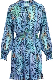Snake Overslag Jurk Blauw