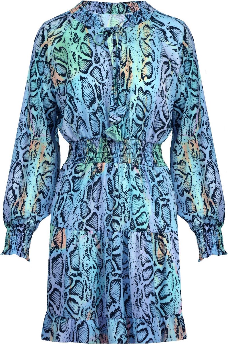 Snake Overslag Jurk Blauw