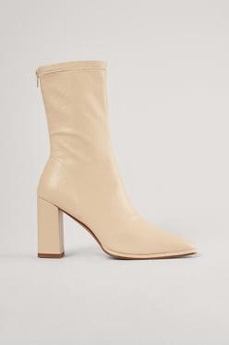 NA-KD Squared Toe Soft Vrouwen Laarzen - Creme - Maat 40