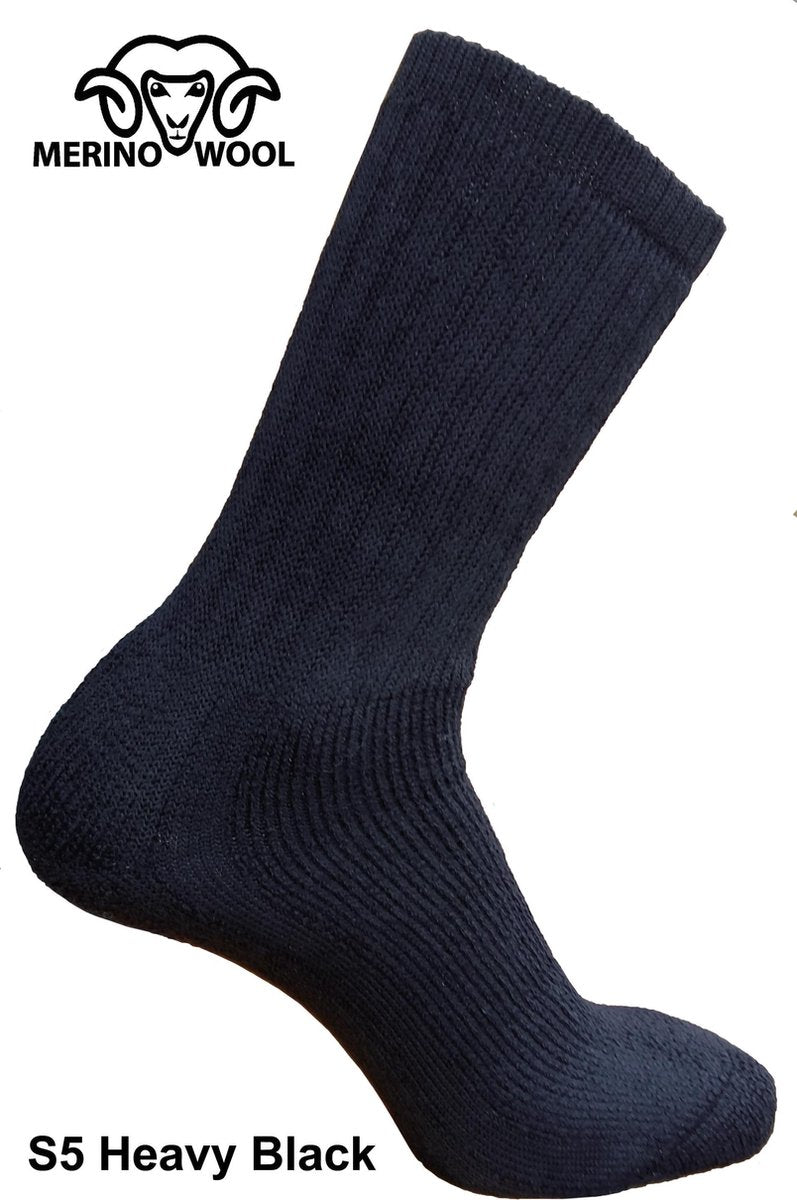 Eureka zachte merino wollen thermosokken S25 - unisex - zwart - maat 39-42