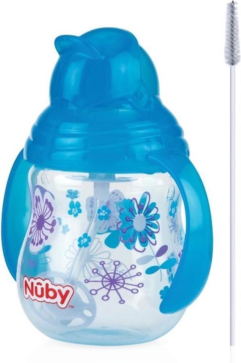 Nuby Designer Series Antilekbeker Met 360° Rietje 270ml Blauw