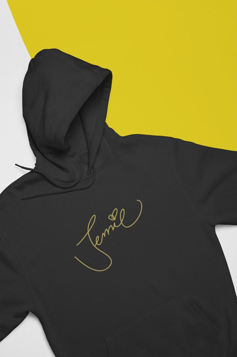 BlackPink Jennie Signature Hoodie | Fan Sign Love | In Your Area | Maat XS Zwart