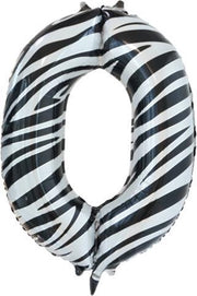 Folie ballon cijfer 0 met zebra print 86 cm