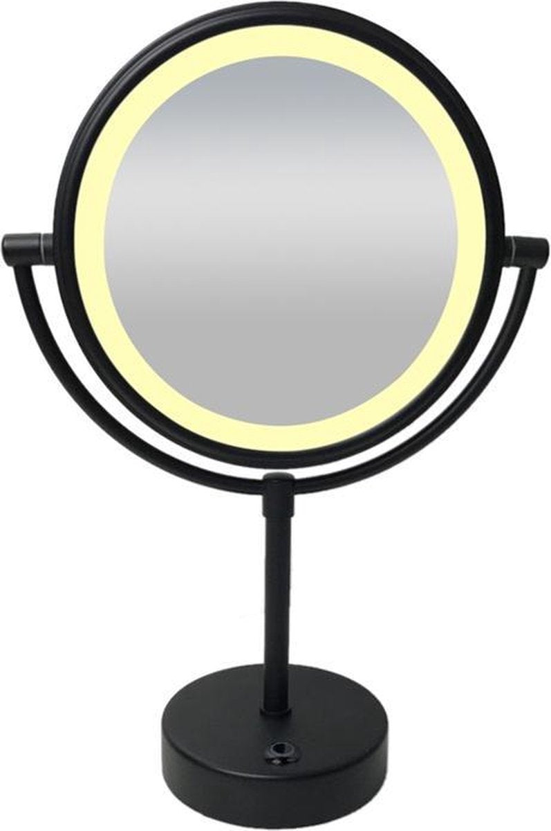 Wiesbaden Home Staande Scheerspiegel met Led Verlichting - 20 cm. - Mat Zwart