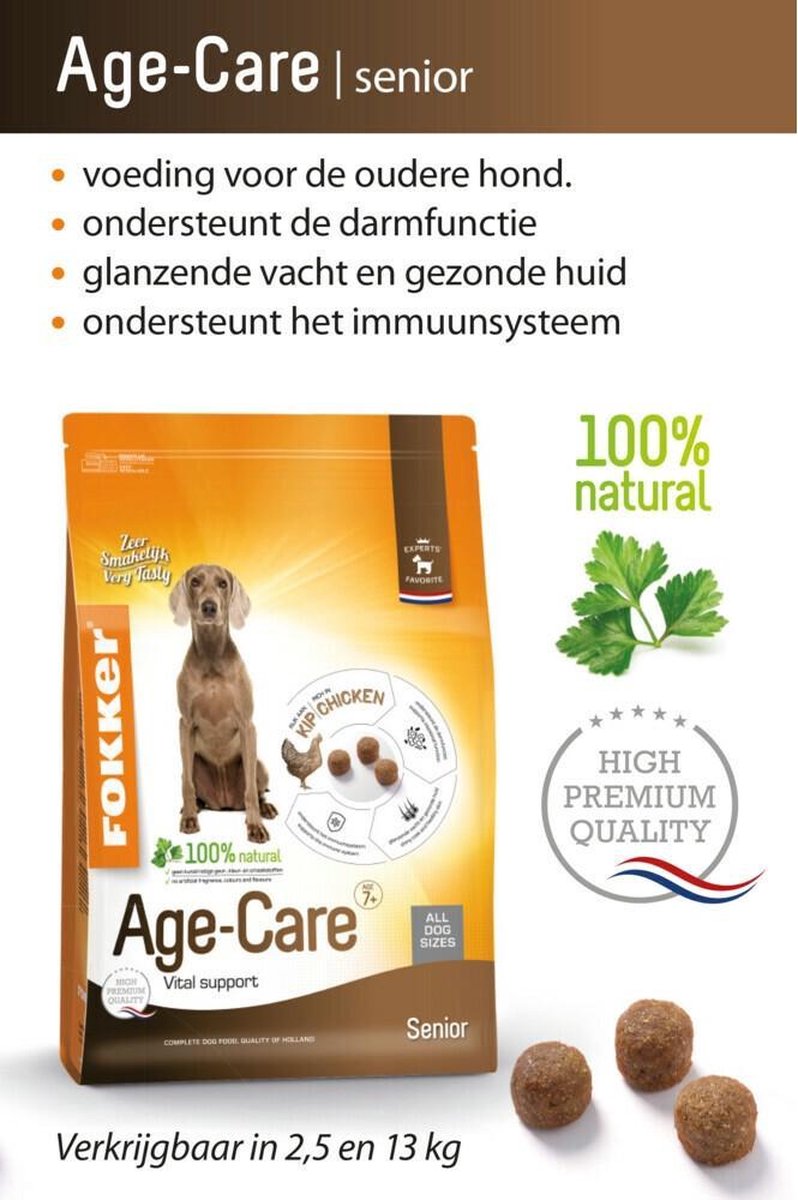 Fokker age-care senior hondenvoer 13 kg