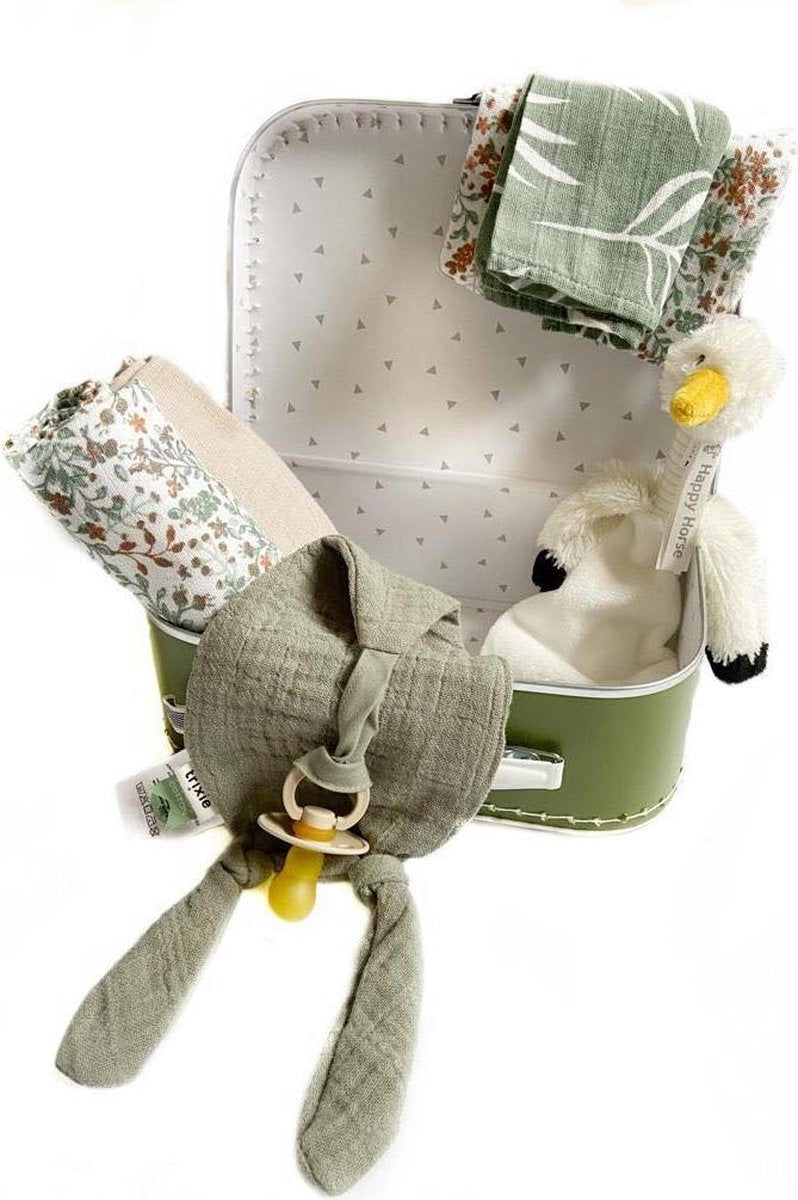 Geboortekoffer | kraamcadeau | Jollein | BIBS | Trixie | Anais | Happy Horse | speen | geboortepakket | forest | koffer | kinderkoffer | logeerkoffer