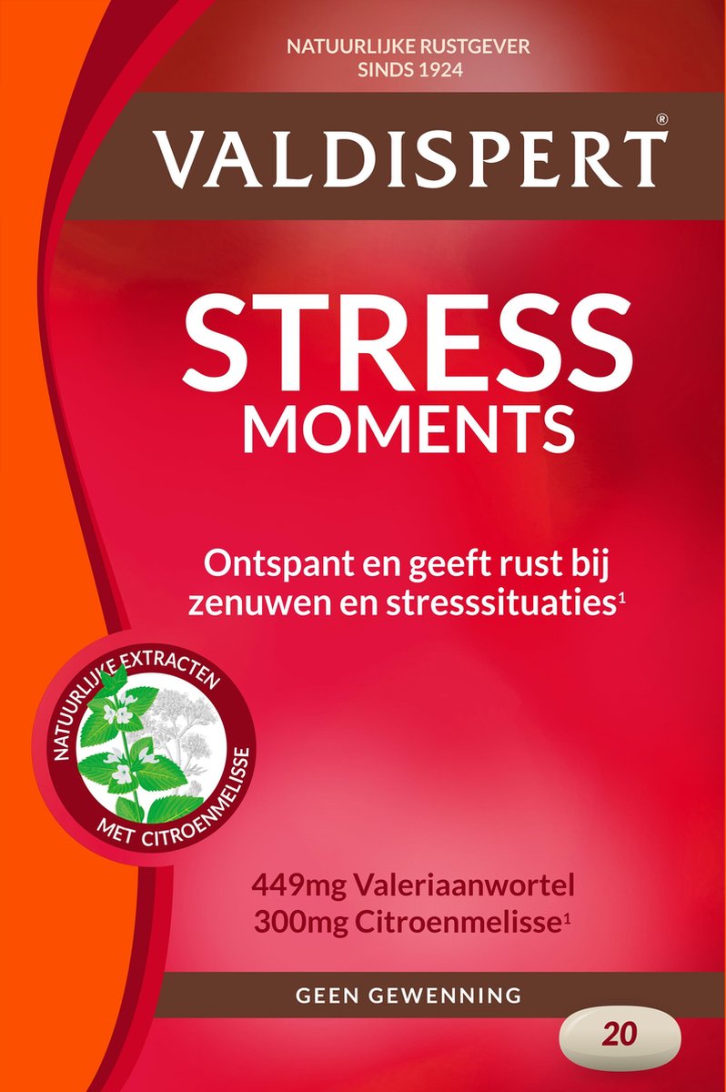 Valdispert Stress Moments - Valeriaan & Citroenmelisse - 20 tabletten - Natuurlijke rustgever