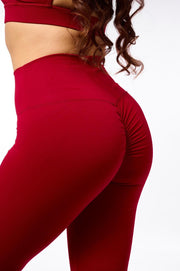 High Waist Scrunch sportlegging met Push Up effect – Cherry Red – Maat S