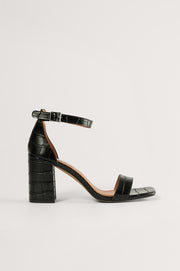 NA-KD Basic Block Heel Vrouwen Sandalen - Black - Maat 38