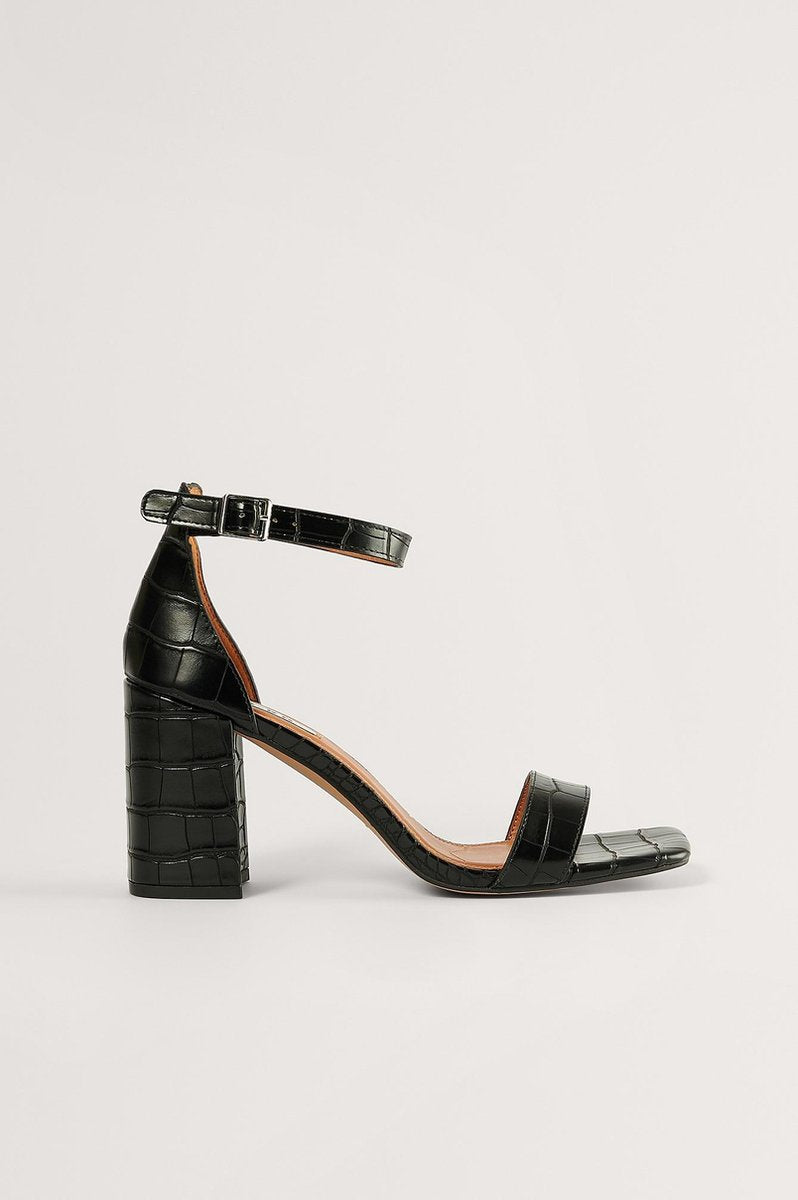 NA-KD Basic Block Heel Vrouwen Sandalen - Black - Maat 40