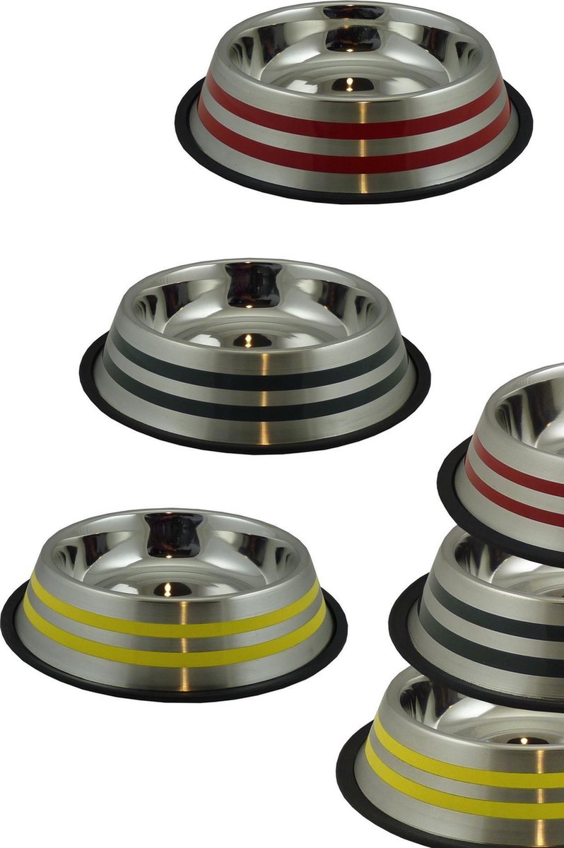 RVS voerbak met kleurstrips 1
