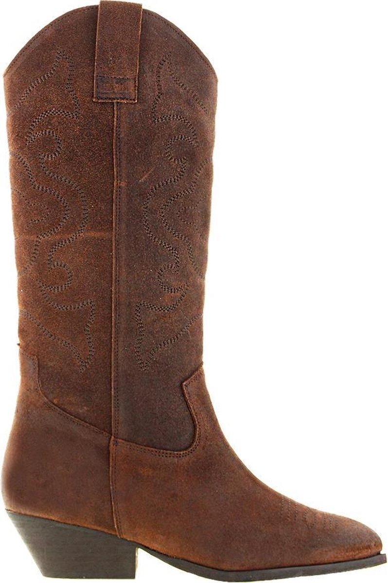 Tango | Nina oblique 7-g Kim kotter high brick suede western boot - dk brown heel/sole | Maat: 36