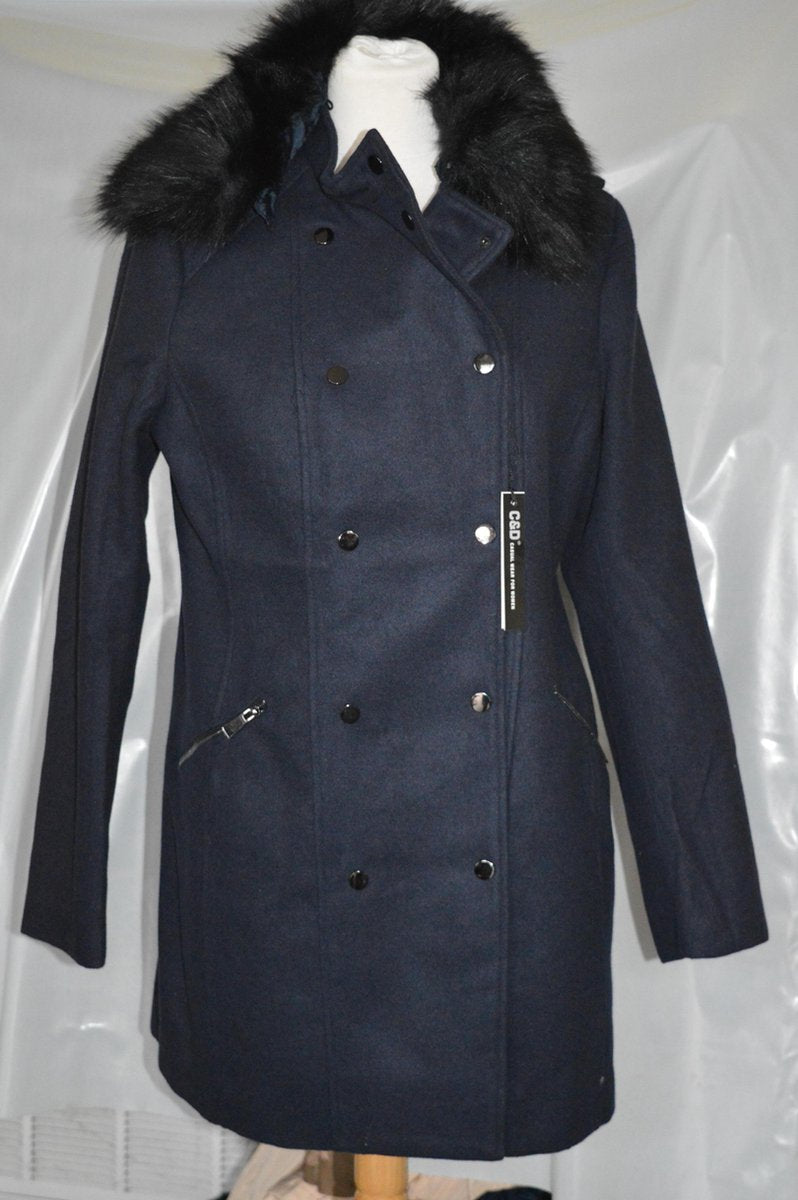 C&D casual wear Mantel met afneembare kraag LINE NAVY maat 46