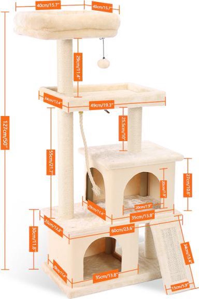 TBG Huisdier Krabpaal Toren Condo Huis Krabpaal Speelgoed voor Kat Kitten Kat Springen Speelgoed met Ladder Spelen Boom AMT0030BG