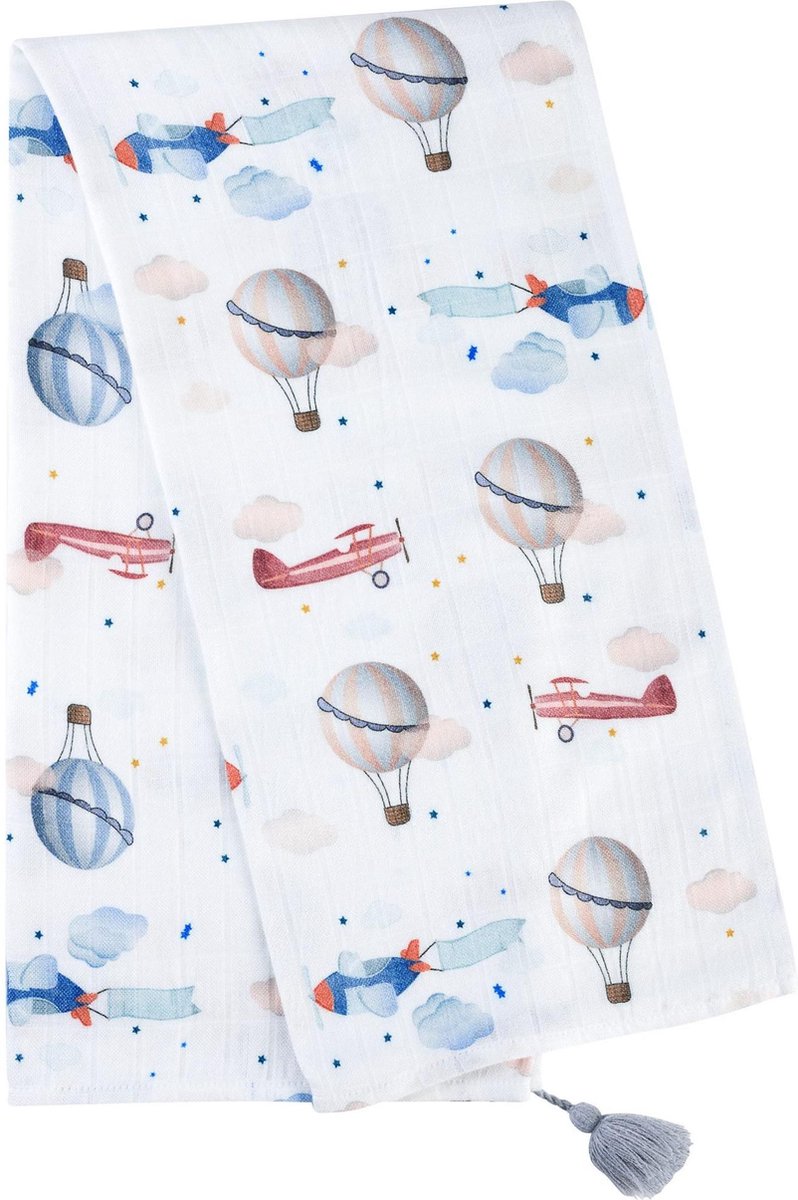 MyHummy® Bamboe Swaddle Deken - Vliegtuigen - 100/100
