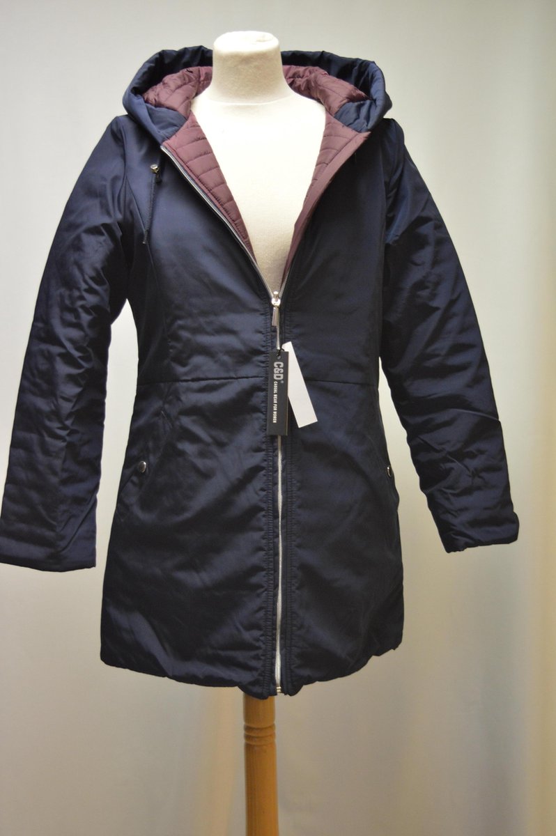 C&D casual wear - OMKEERBAARE PARKA - SAFRAN NAVY/BURGUNDY maat 42