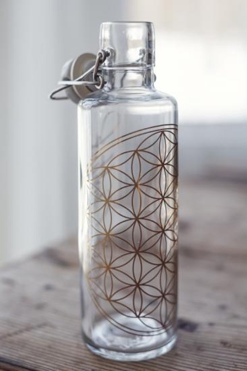 Soulbottle Bloem des Levens drinkfles - Glas - Goud - 600 - L