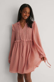 NA-KD Dobby Mini Vrouwen Jurk - Dark Pink - Maat EU 40