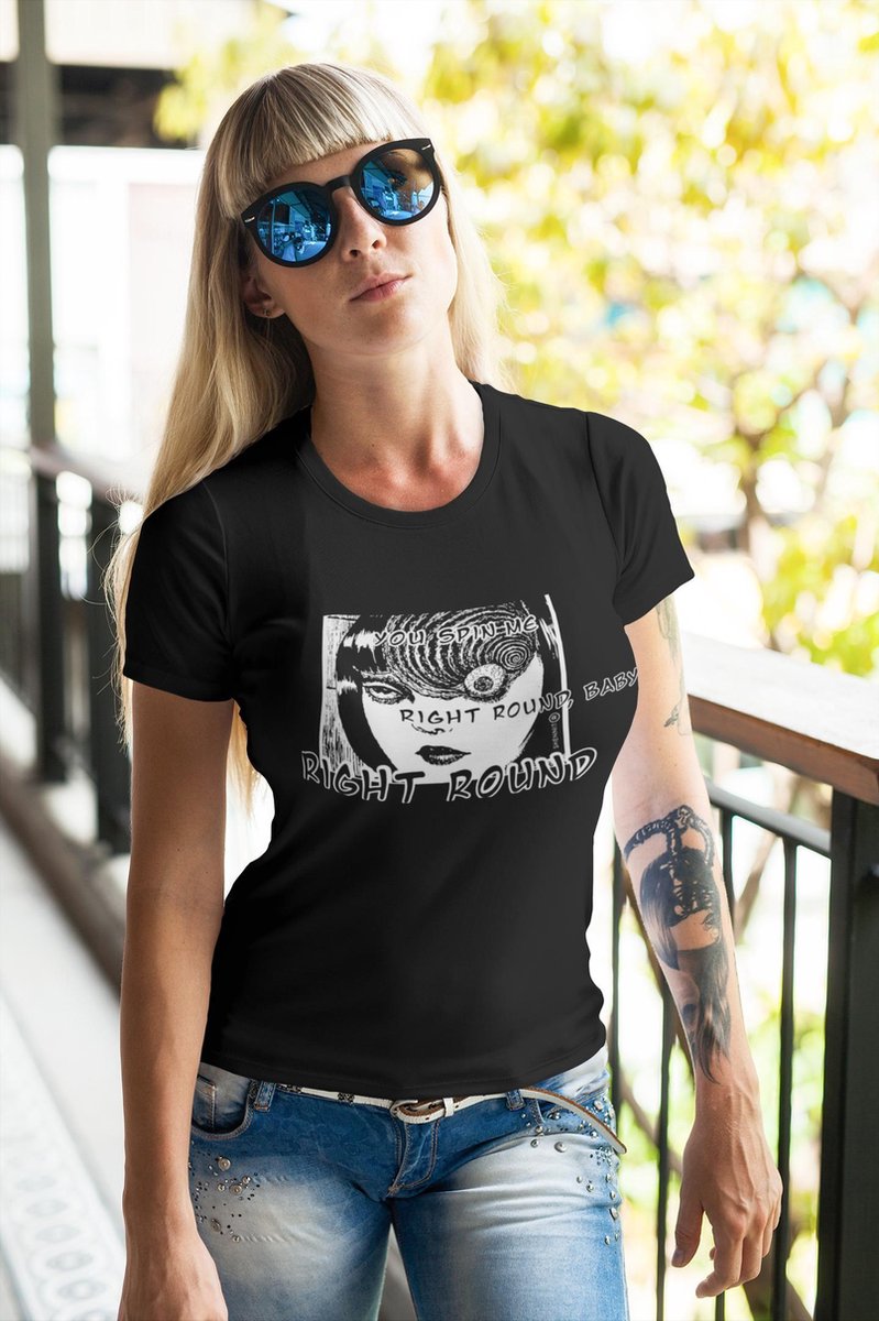 Suehiro Marou | Spin me Round Baby | Souichi Tsujii Junji Ito T-Shirt | Yami Kawaii Gothic Dark Horror Anime Weeb Otaku | Horror Aesthetic Harajuku Anime tee Unisex Maat XL