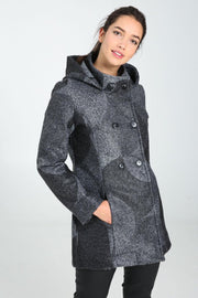 Cassis - Lange jas met textuur - Grijs