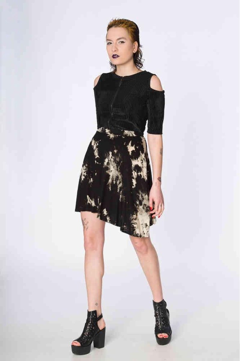 Banned Rok -L- TIE DYE SKIRT Zwart