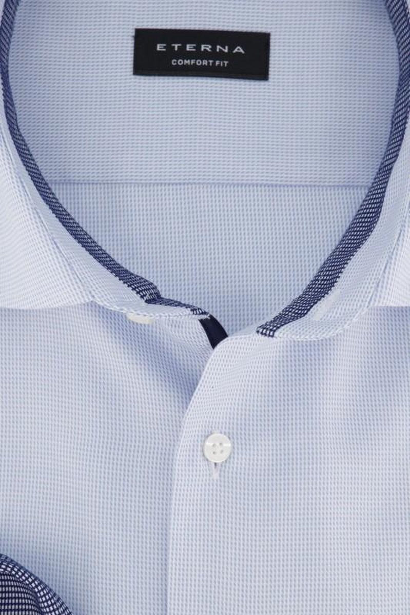 ETERNA comfort fit overhemd - twill structuur heren overhemd - lichtblauw (contrast) - Strijkvrij - Boordmaat: 48