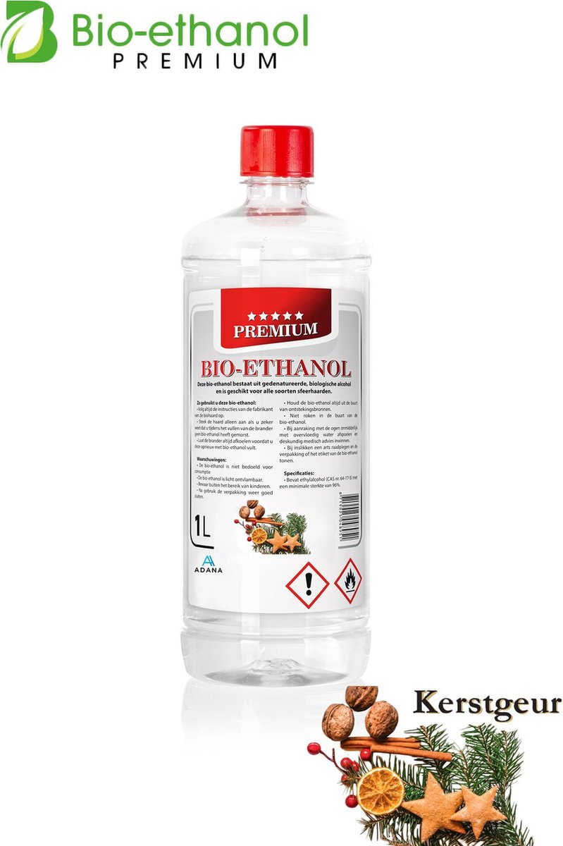 Adana- Bio-Ethanol met Kerstgeur -PREMIUM- bioethanol -biobrandstof - 1 liter