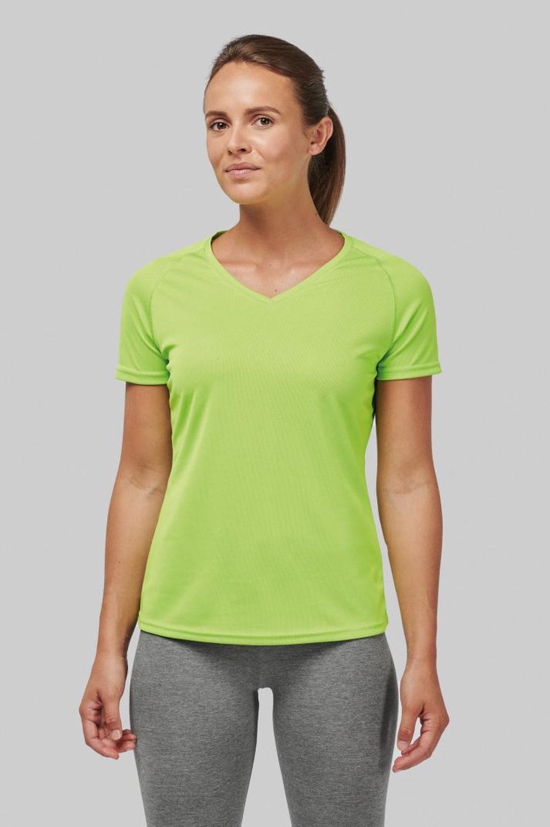 Sportshirt dames - Fitness shirt dames - Korte mouwen - 5-pack maat M - Lime groen
