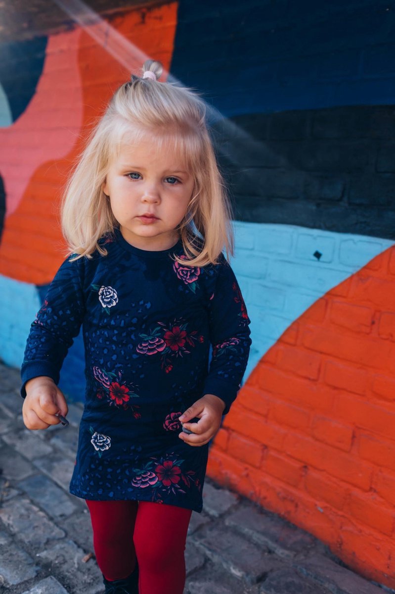 Quapi baby meisjes jurk Elke Dark Blue Flower