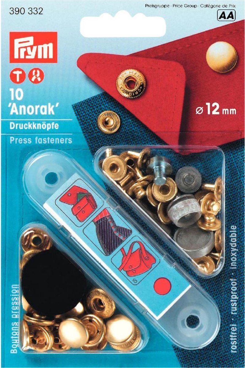 Prym 390.332 - Anorak drukknopen - goud 12mm - 10 drukkers