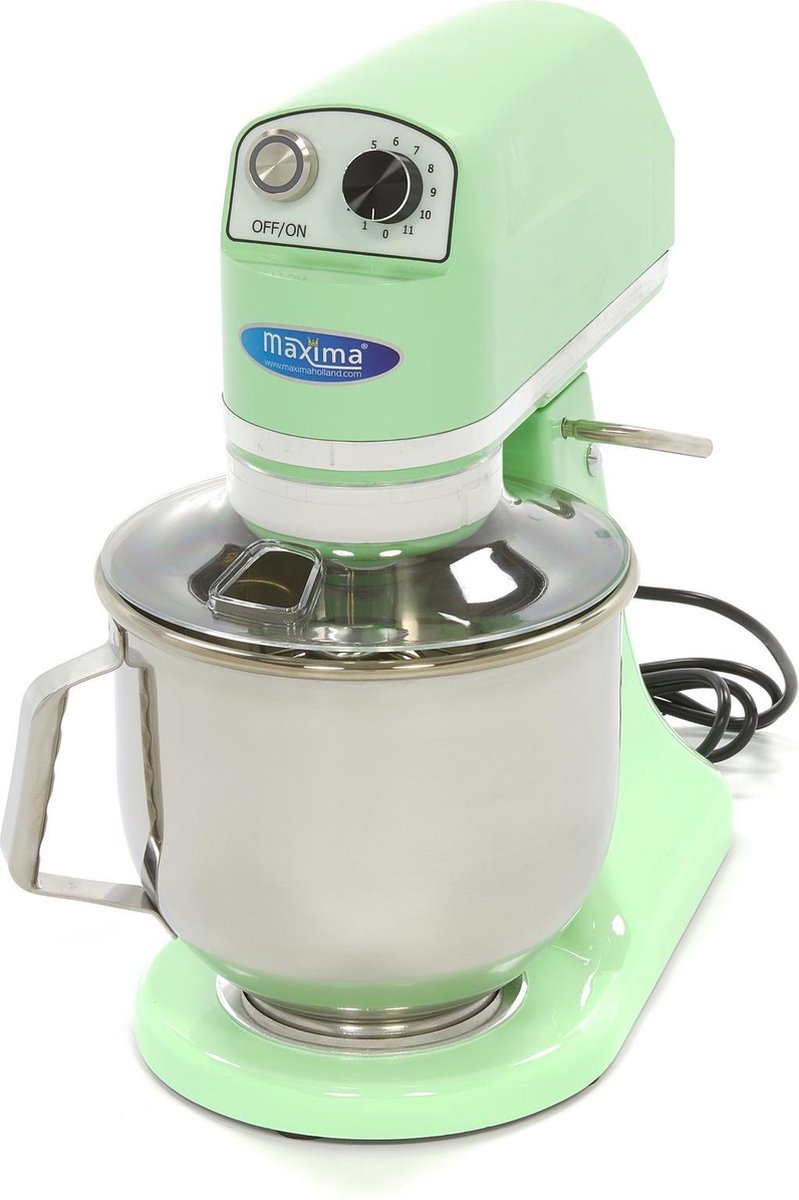 Planeetmenger 7 Liter - RVS Mengkom - 11 Snelheden - 100 tot 938 RPM - Pastel Groen - RVS Accessoires - Kantelbare Keukenmachine/ Deegmachine - Maxima