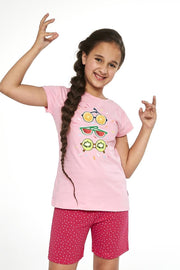Cornette Katoenen Pyama Meisjes | Korte Mouw Korte Broek | Pyjama Meisjes | Shortama Meisjes | Fruit Roze 788/74 146/152