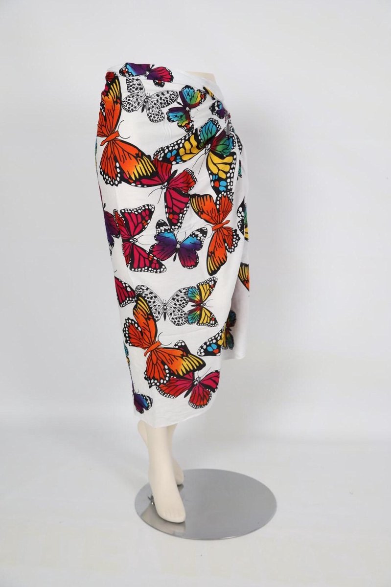 Sarong 404 - Pareo - Saunadoek – Wikkeljurk - Vlinders - Wit - Om Namaste