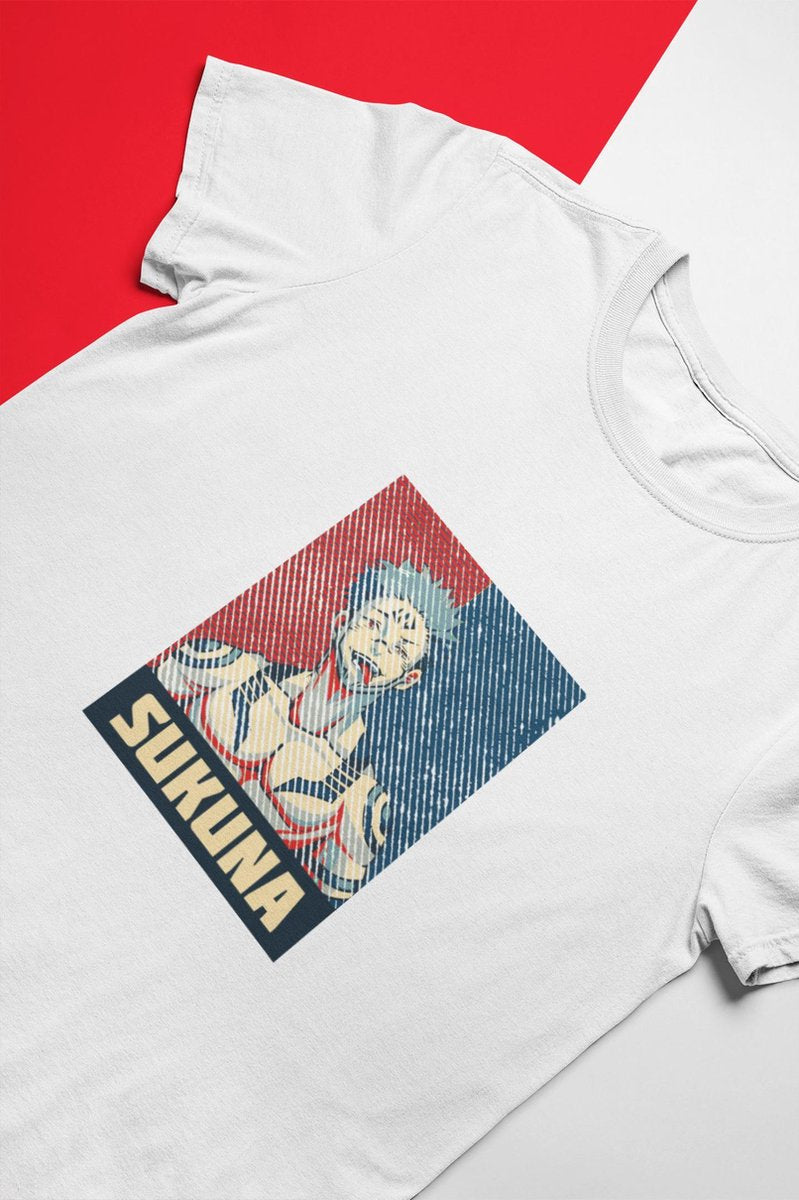 Sukuna Ryomen Retro T-Shirt | Jujutsu Kaisen Anime Merchandise | Maat XL Wit