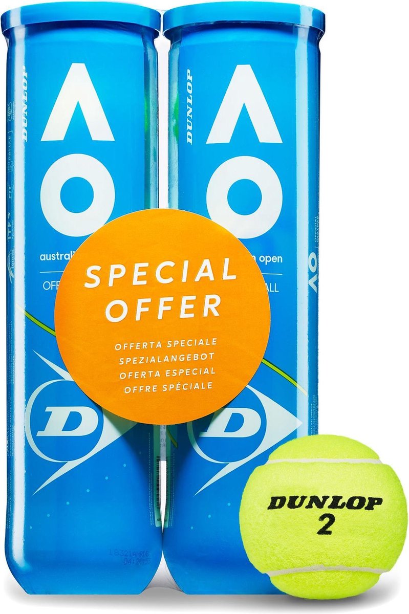 Dunlop Australian Open Tennisballen - 2x4 stuks