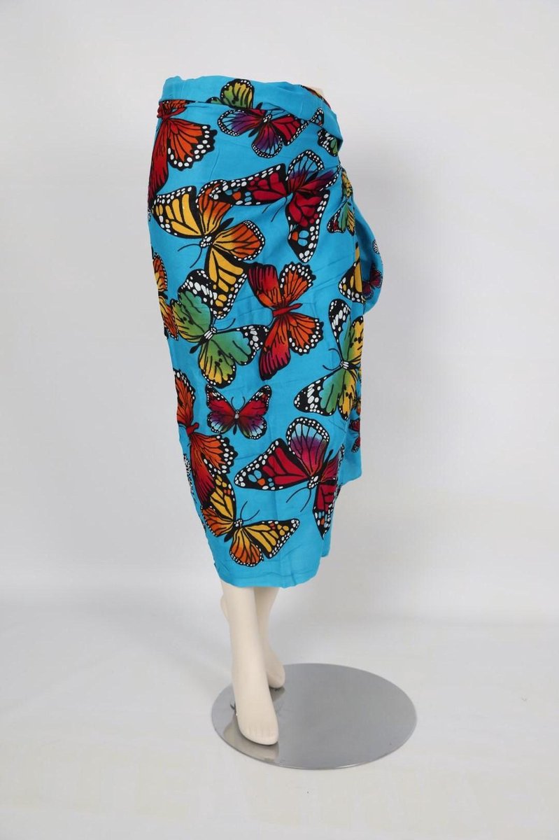 Sarong 403 - Pareo - Saunadoek – Wikkeljurk - Vlinders - Licht blauw - Om Namaste