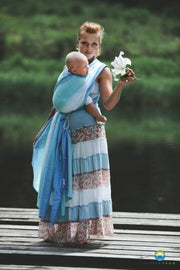 Little frog Euclase - Kies uw maat: Maat 7 +-  5.2 m - Draagdoek - Blauw