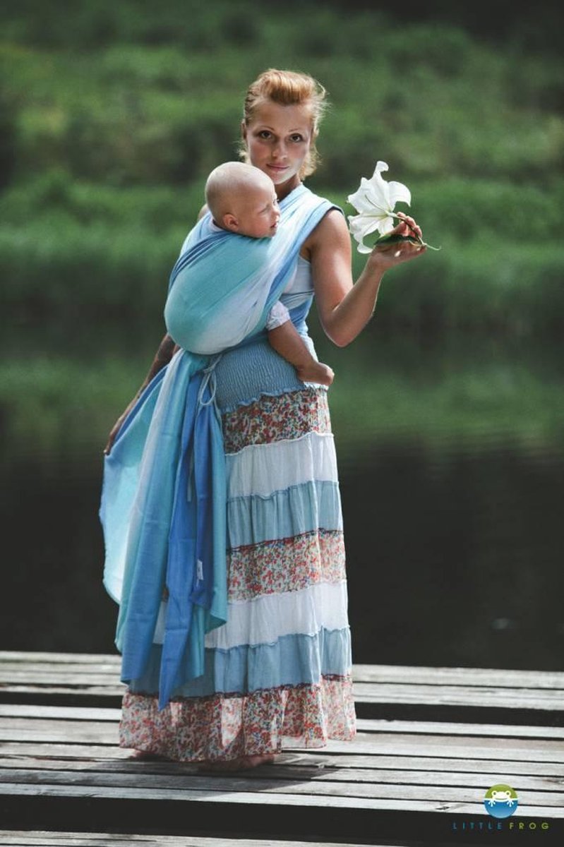 Little frog Euclase - Kies uw maat: Maat 7 +-  5.2 m - Draagdoek - Blauw