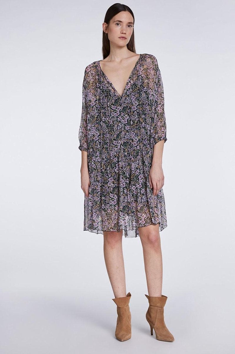 Set Jurk bloemprint Lila  dames maat 36