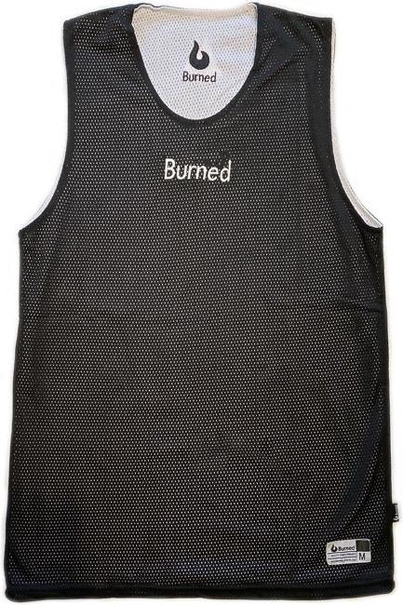 Burned Big Hole Mesh Jersey Dubbelzijdig Zwart Wit L