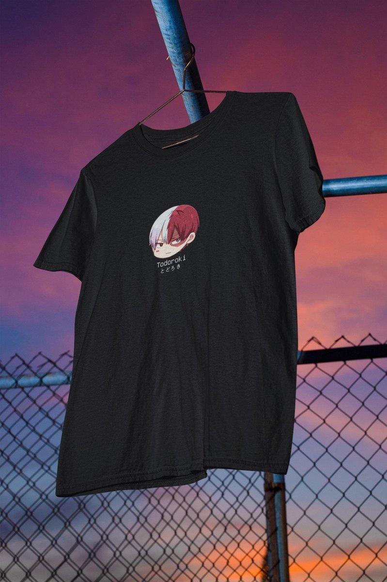 Todoroki Head Chibi T-Shirt | Boku no hero Academia | BNHA | Anime Merchandise Unisex Maat XL Zwart
