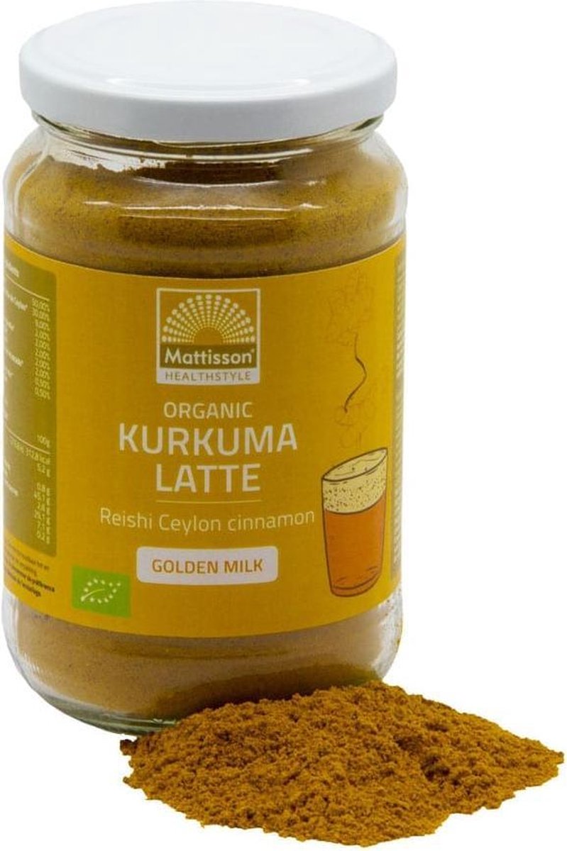 Mattisson / Biologische Kurkuma Latte “Goldenmilk” Ongezoet – Reishi Ceylon Kaneel - 160 gram (MT2090)