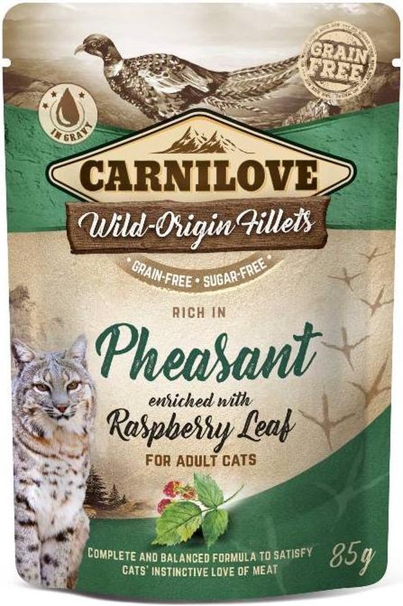 Carnilove Kat Pouches - Fazant met frambozen blaadjes 6 x 85 gram