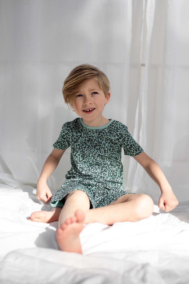 Quapi jongens pyjama Pim Green Leopard aop