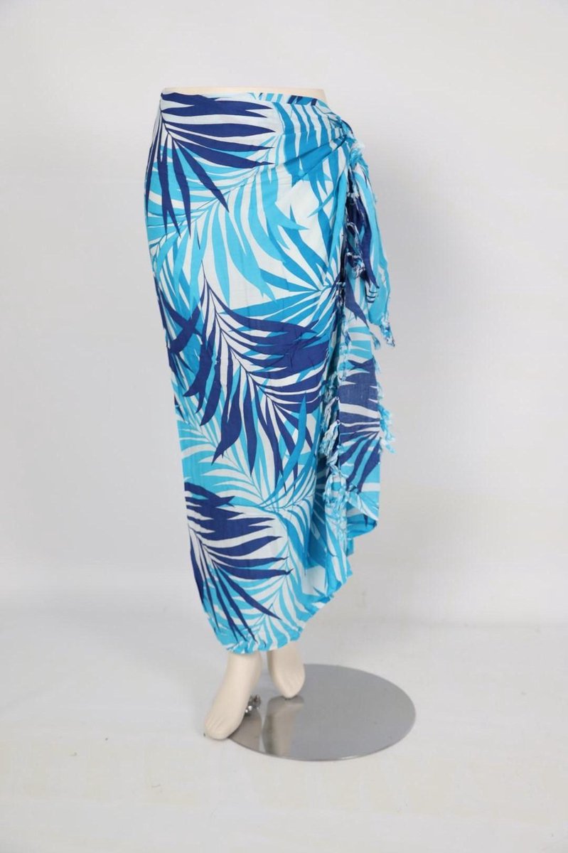 Sarong 421 - Pareo - Saunadoek – Wikkeljurk - Blauwe Bamboe Bladeren - Om Namaste