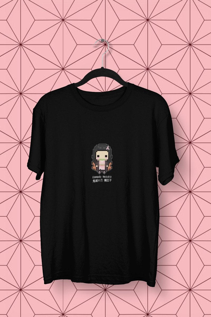 Demon Slayer Kimetsu No Yaiba Nezuko Pixel Art | Anime Manga Merchandise | Fan Art Unisex Zwart Maat XL