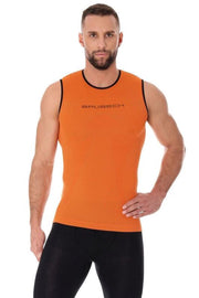 Brubeck Heren Sportkleding - 3D PRO Hardloopshirt / Sportshirt - Naadloos - Mouwloos - Oranje - M